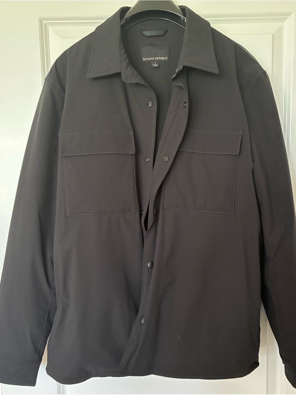 Men’s Size L Banana Republic Black Lightweight Insulated Shirt Jacket